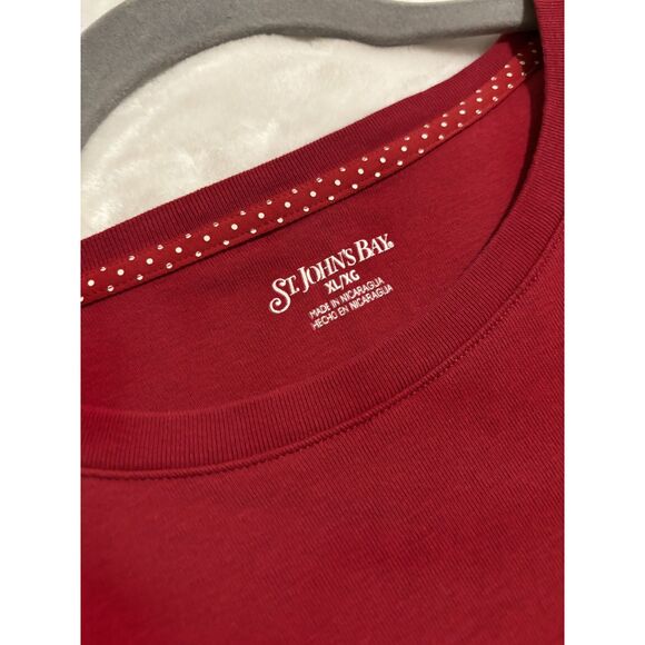 St. John’s Bay Red Short Sleeve Cotton T-Shirt Women’s XL Basic Essential Top - Picture 2 of 6